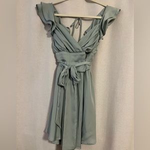 Light Green Satin Mini Dress